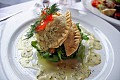 Smoky tofu pierogi with white wine sauce
