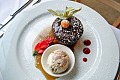 Sticky toffee pudding with pecan ice cream